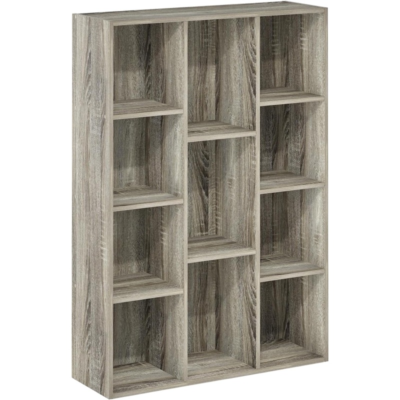 Furinno Luder 11-Cube Reversible Open Shelf Bookcase, French Oak | Bigbigmart.com