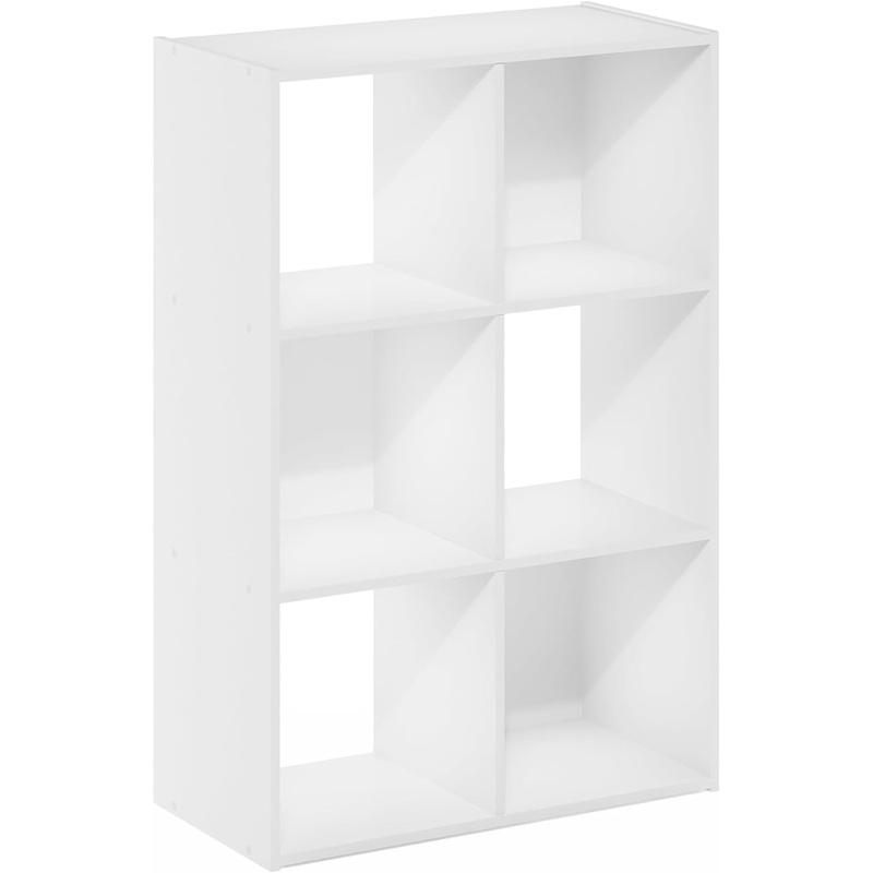 Furinno Pelli Cubic Storage Cabinet, 3×2, 6-Cube, Vertical, White | Bigbigmart.com