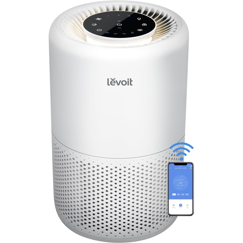 LEVOIT Air Purifier for Home Bedroom, Smart WiFi Alexa Control, Covers up to 916 Sq.Foot, 3 in 1 Filter for Allergies, Pollutants, Smoke, Dust, 24dB Quiet for Bedroom, Core200S/Core 200S-P, White | Bigbigmart.com