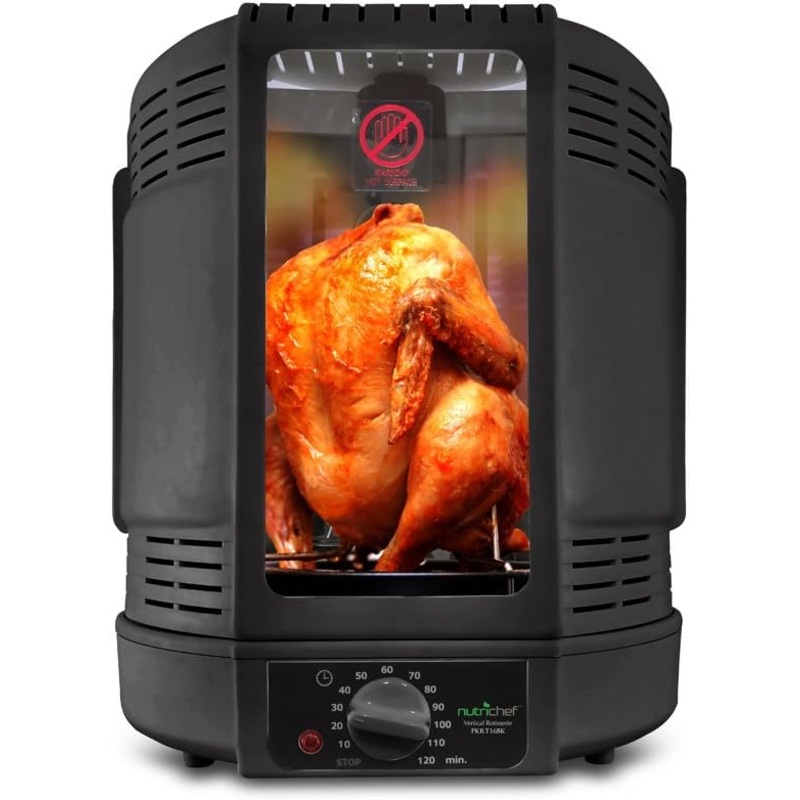 NutriChef Vertical Countertop Rotisserie Oven Roaster, Rotating Shawarma And Kebab Machine with Skewer and Rack, Basket Tower, Roasting Rack, Poultry Tower, Drip Tray, For Meat Chicken Turkey Lamb | Bigbigmart.com
