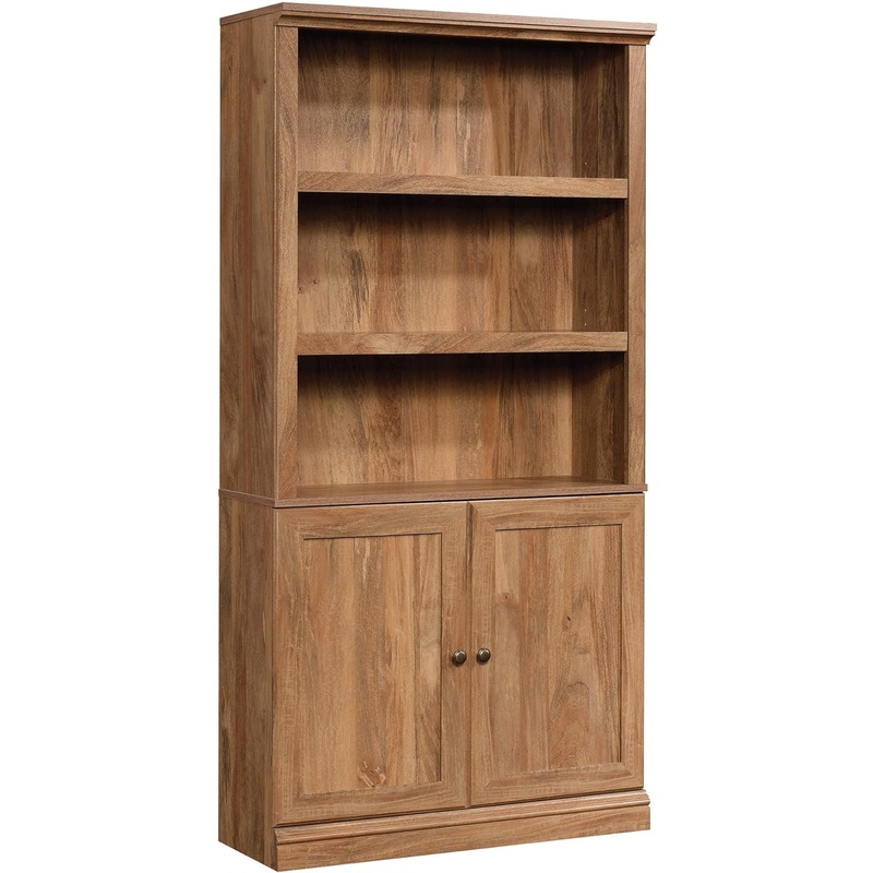 Sauder Miscellaneous Storage Transitional 3-Shelf 2-Door Bookcase/ Book shelf, Sindoori Mango finish | Bigbigmart.com