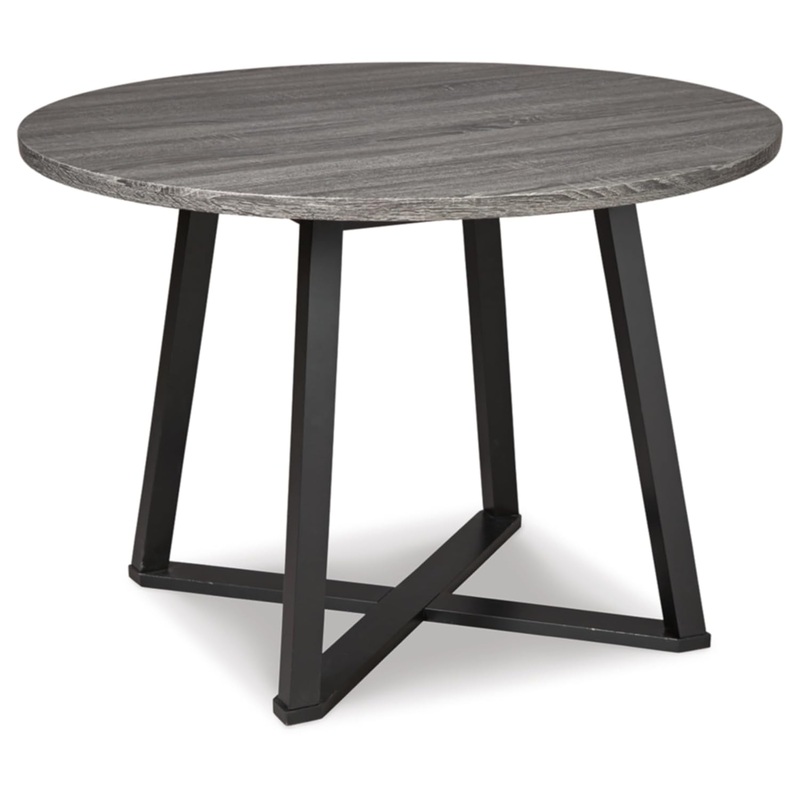 Signature Design by Ashley Centiar Mid Century Round Dining Room Table with Metal Legs, Gray & Black | Bigbigmart.com