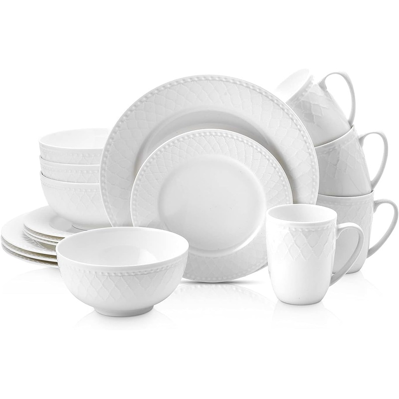 Stone Lain Alexandria 16-Piece Dinnerware Set Bone China, White | Bigbigmart.com