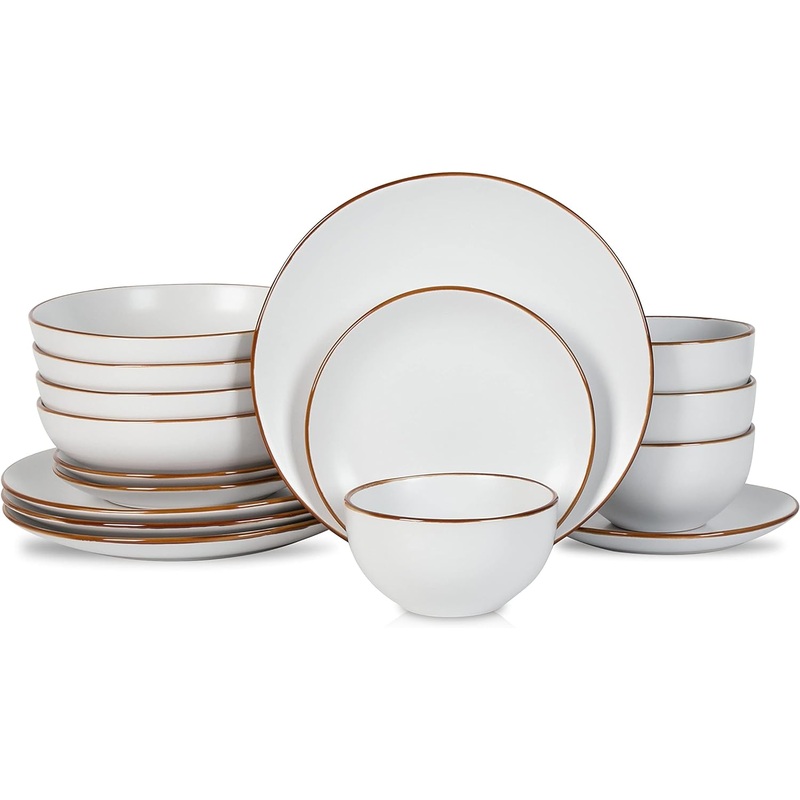 Stone Lain Brasa 16-Piece Dinnerware Set Stoneware, White, 16-Piece Service for 4 | Bigbigmart.com