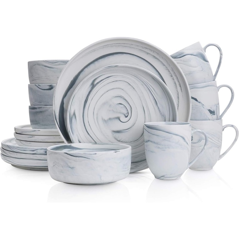 Stone Lain Brighton 16-Piece Dinnerware Set Porcelain, Gray | Bigbigmart.com