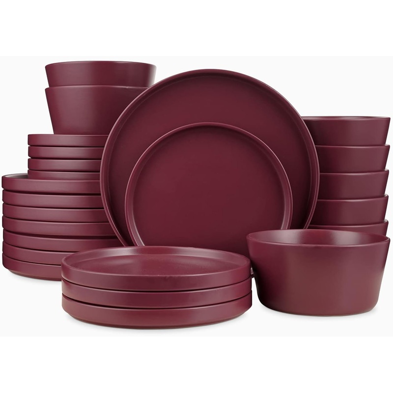 Stone Lain Celina Stoneware 24-Piece Round Dinnerware Set, Purple | Bigbigmart.com