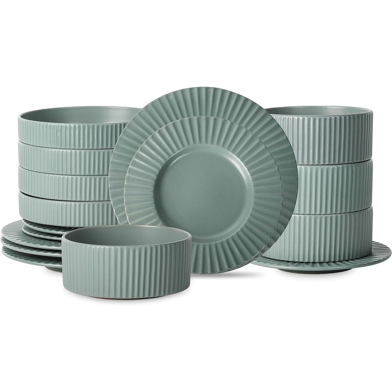 Stone Lain Lusso Stoneware Dinnerware Set, 16-Piece-Service for 4 | Bigbigmart.com