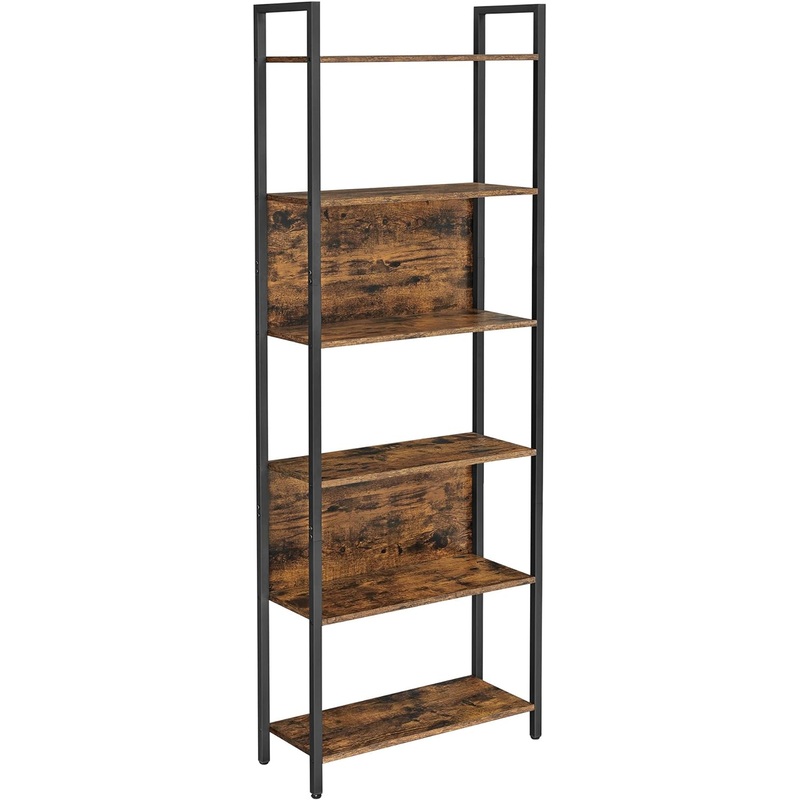 VASAGLE 6-Tier Bookshelf, Book Shelf, Industrial Bookcase, with Steel Frame, for Living Room, Home Office, Bedroom, 9.4 x 24.4 x 73 Inches, Rustic Brown and Black ULLS113B01 | Bigbigmart.com