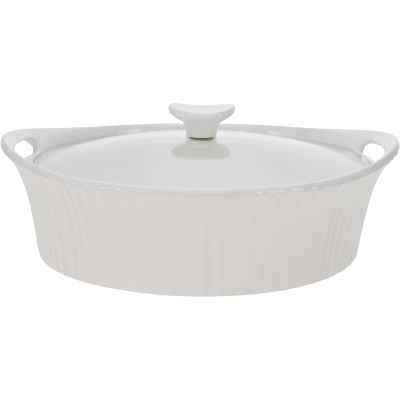 CorningWare French White 2.5-quart Oval Casserole with Glass Lid | Bigbigmart.com