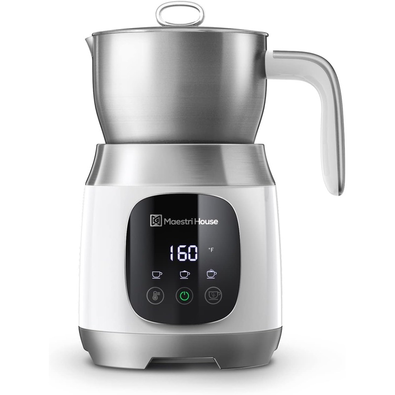 Maestri House Milk Frother, Variable Temp and Froth Thickness Frother and Steamer, 21OZ/600ML Smart Touch Control Milk Warmer, Dishwasher Safe, Memory Function for Latte Cappuccino, Hot Chocolate (White) | Bigbigmart.com