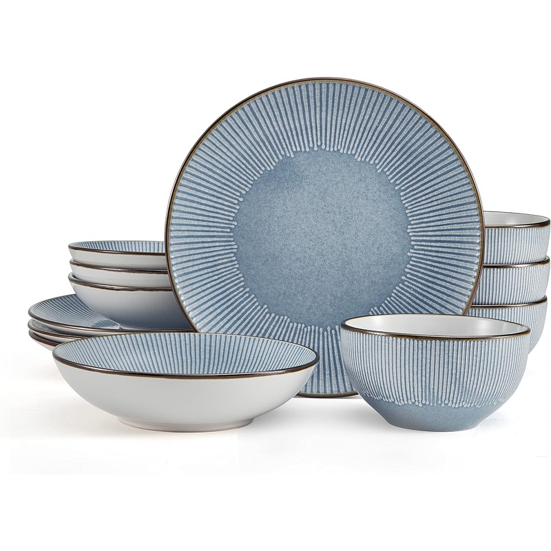 Pfaltzgraff Arlie Blue 12 Piece Dinnerware Set, Service for 4, Blue | Bigbigmart.com