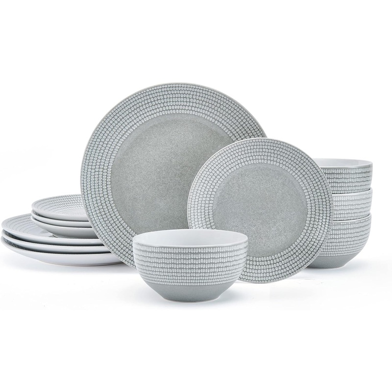 Pfaltzgraff Felicity 12 Piece Dinnerware Set, Service for 4,Gray | Bigbigmart.com