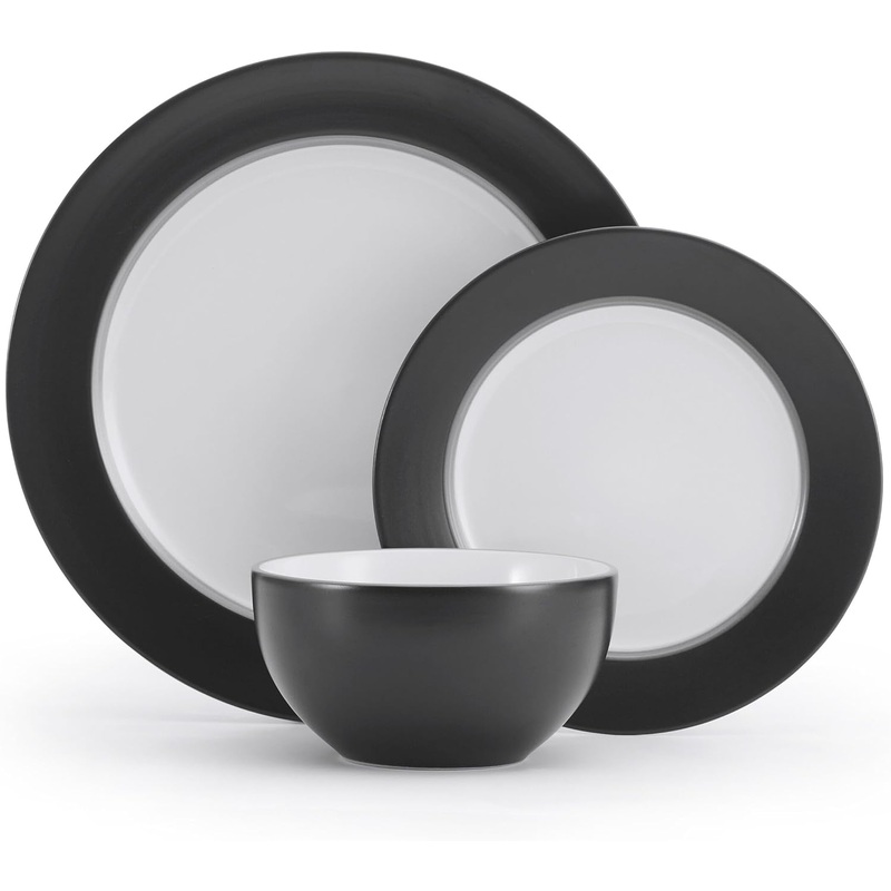 Pfaltzgraff Grayson Charcoal 12 Piece Dinnerware Set, Service for 4 | Bigbigmart.com