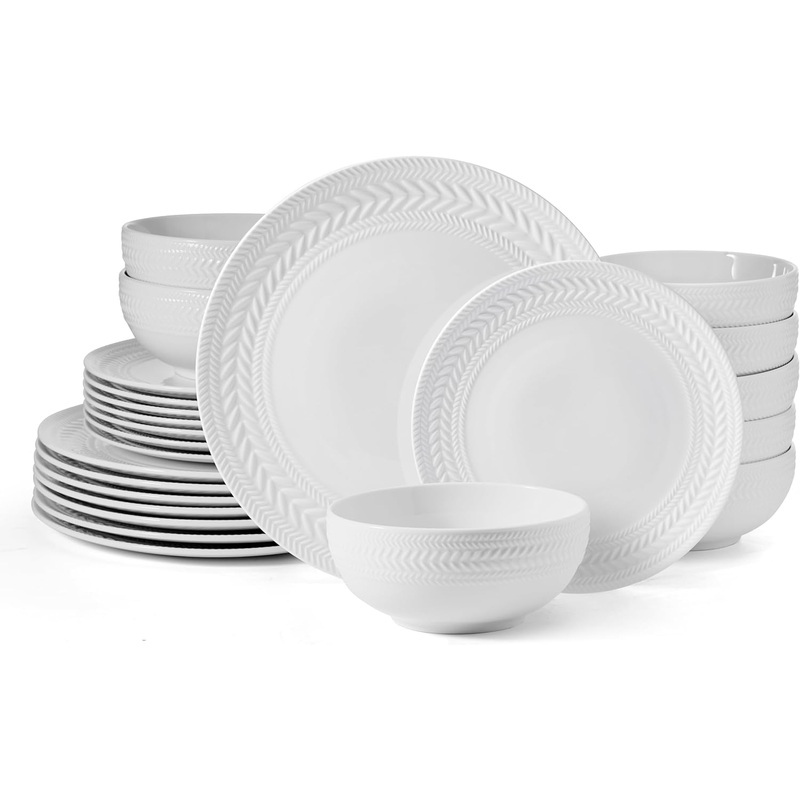 Pfaltzgraff Josephine 24 piece Dinnerware Set, Service for 8, White | Bigbigmart.com