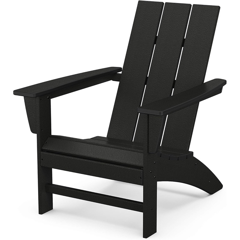 POLYWOOD AD420BL Modern Adirondack Chair, Black | Bigbigmart.com
