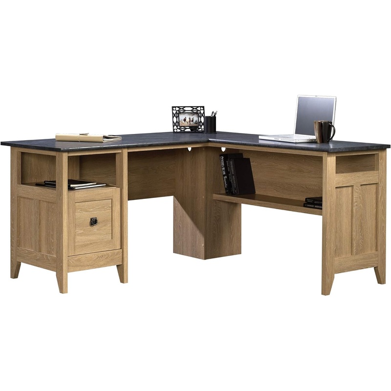 Sauder August Hill L-Shaped Desk, L: 59.06 x W: 58.74 x H: 29.25, Dover Oak finish | Bigbigmart.com
