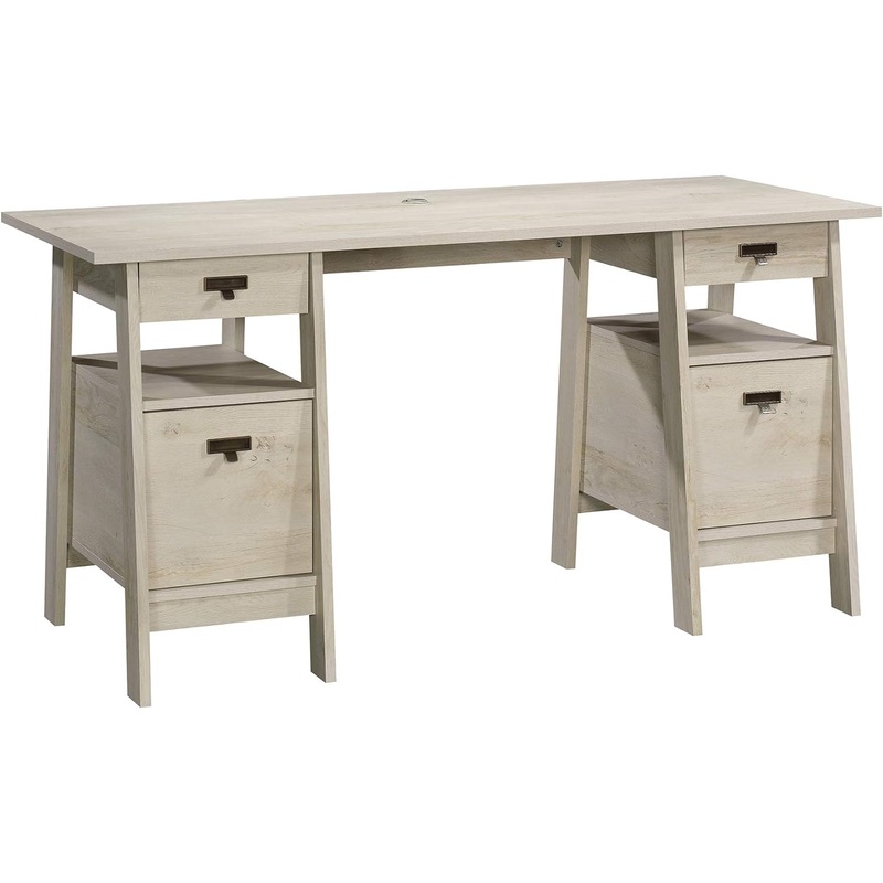 Sauder Trestle Executive Trestle Desk, Chalked Chestnut finish | Bigbigmart.com