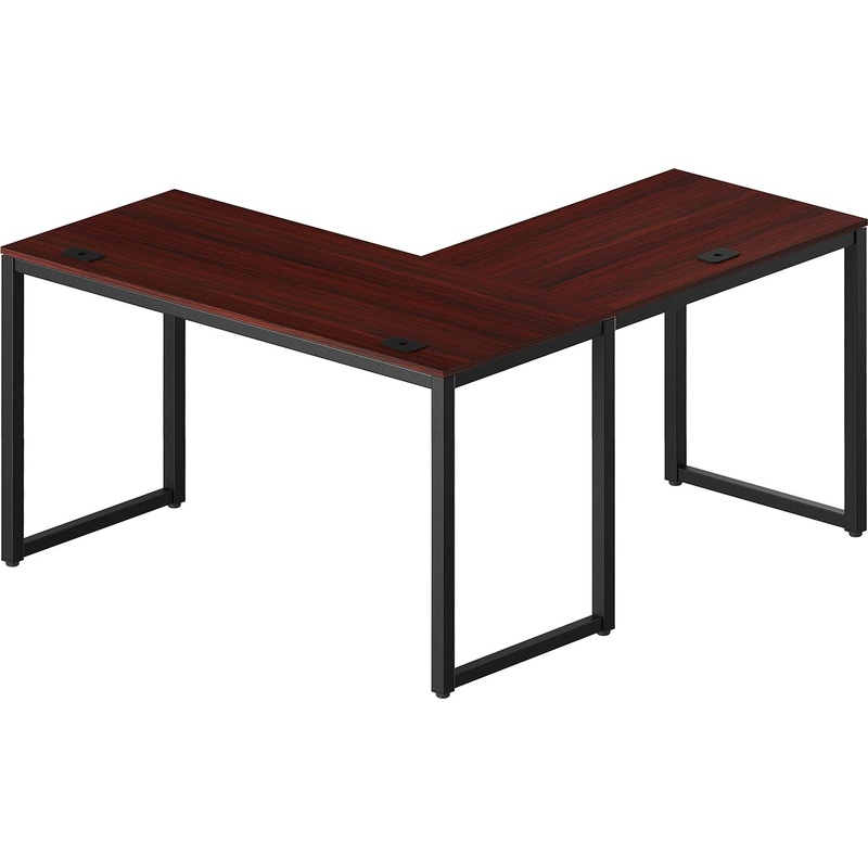 SHW Home Office 55×60 Large L Shaped Corner Desk, 24 Deep, Cherry | Bigbigmart.com