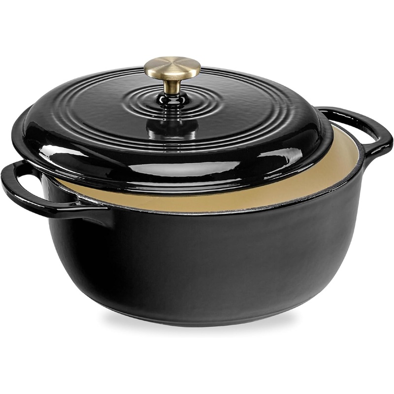 Best Choice Products 6 Quart Enamel Cast-Iron Round Dutch Oven, Family Style Heavy-Duty Pre-Seasoned Cookware for Home, Kitchen, Dining Room, Oven Safe w/Lid, Dual Handles – Graphite Gray | Bigbigmart.com