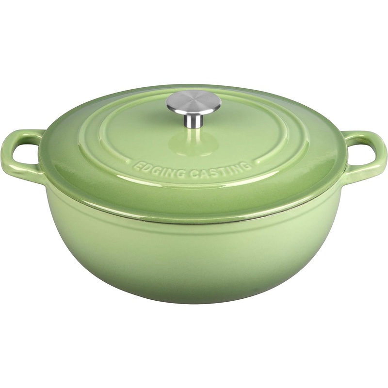 Cast Iron Dutch Oven Round Pot with Lid for Bread Baking, Enameled Bread Ovens, 3.5 Quart, Pistachio Green | Bigbigmart.com