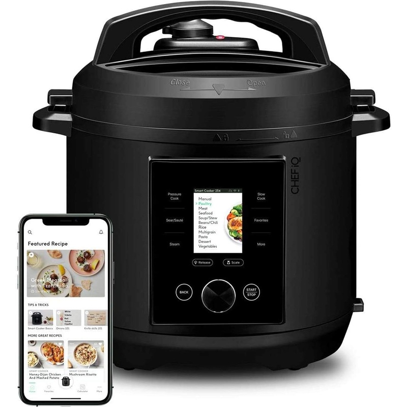 CHEF iQ Smart Pressure Cooker 10 Cooking Functions & 18 Features, Built-in Scale, 1000+ Presets & Times & Temps w/App for 600+ Foolproof Guided Recipes, Rice & Slow Electric MultiCooker, 6 Qt | Bigbigmart.com