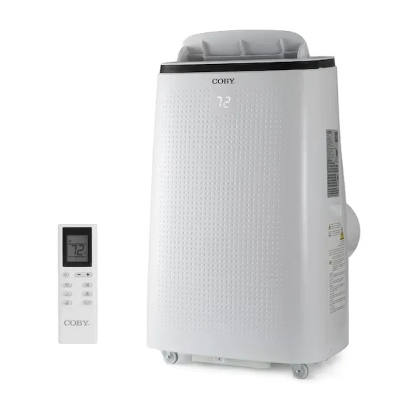 Coby CBPAC1080H CBPAC 10800(DOE) BTU Portable Air Conditioner 775 Sq. Ft. with Heater and Dehumidifier with Remote in White | Bigbigmart.com