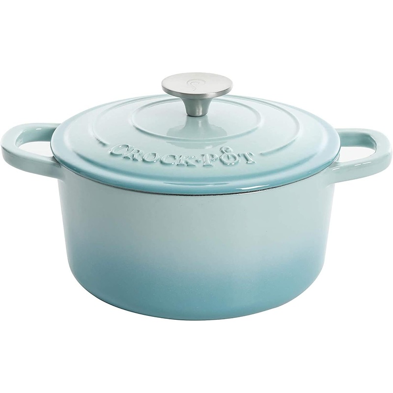 Crock-Pot Artisan Round Enameled Cast Iron Dutch Oven, 3-Quart, Aqua | Bigbigmart.com