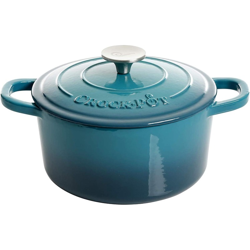 Crock-Pot Artisan Round Enameled Cast Iron Dutch Oven, 3-Quart, Gradient Teal | Bigbigmart.com