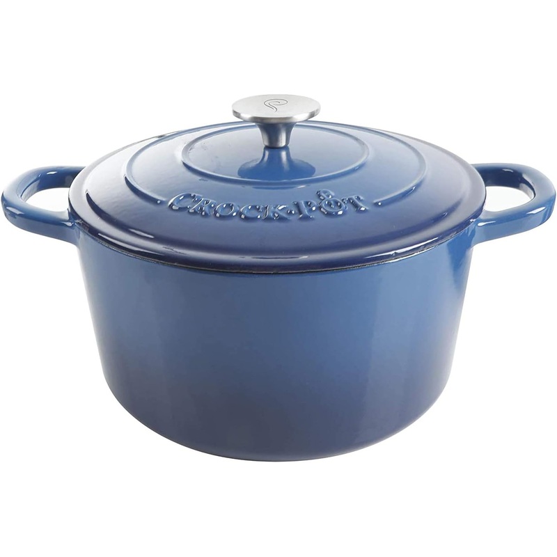 Crock-Pot Artisan Round Enameled Cast Iron Dutch Oven, 5-Quart, Blue | Bigbigmart.com