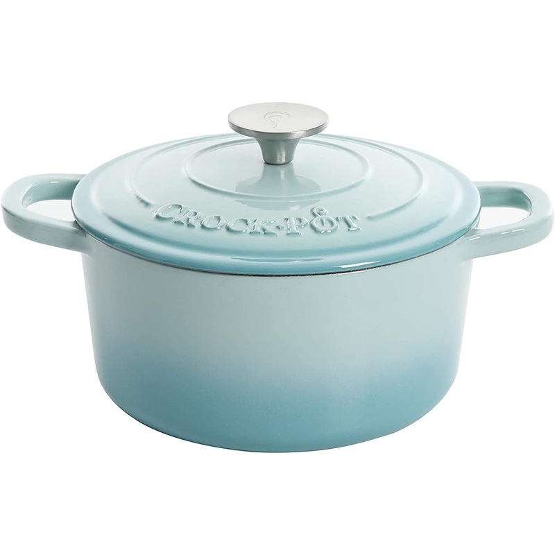 Crock-Pot Artisan Round Enameled Cast Iron Dutch Oven, 7-Quart, Aqua | Bigbigmart.com