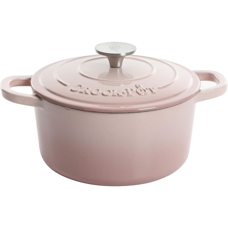 Crock-Pot Artisan Round Enameled Cast Iron Dutch Oven, 7-Quart, Blush Pink | Bigbigmart.com