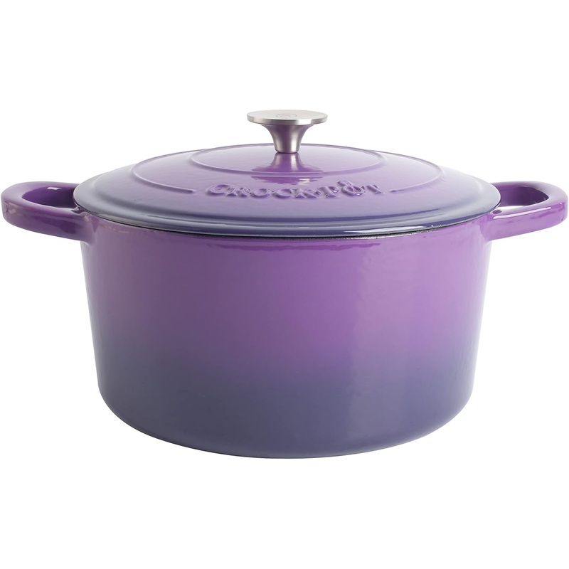 Crock-Pot Artisan Round Enameled Cast Iron Dutch Oven, 7-Quart, Lavender Purple | Bigbigmart.com