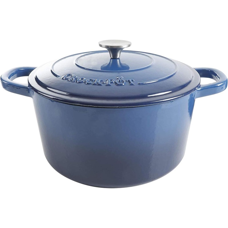Crock-Pot Artisan Round Enameled Cast Iron Dutch Oven, 7-Quart, Sapphire Blue | Bigbigmart.com