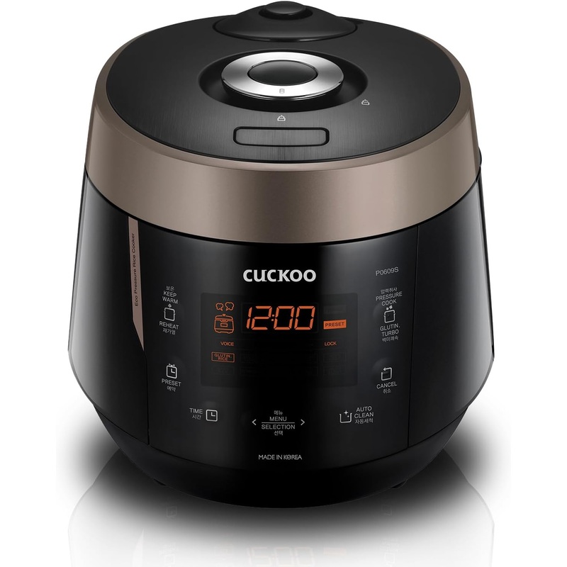 CUCKOO CRP-P1009SB | 10-Cup (Uncooked) Pressure Rice Cooker | 12 Menu Options: Quinoa, Oatmeal, GABA/Brown Rice & More, Made in Korea | Black/Copper | Bigbigmart.com