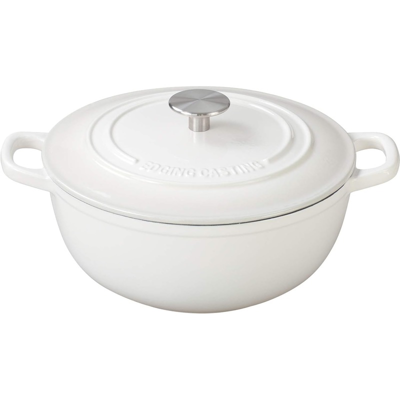 EDGING CASTING Cast Iron Dutch Ovens With Lid Dual Handle Enameled Dutch Oven, 3.5 Quart, White | Bigbigmart.com