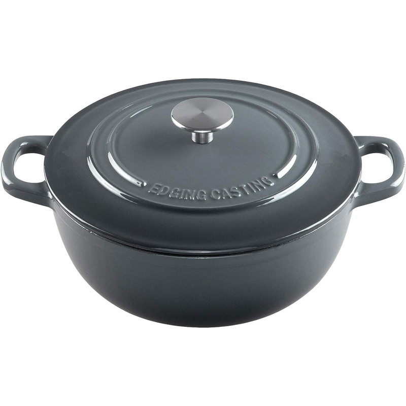 Enameled Cast Iron Dutch Oven 5 Quart, Round Cast Iron Dutch Ovens Pot with Lid Suitable for Variety Stovetops, Bread Baking, Gray | Bigbigmart.com