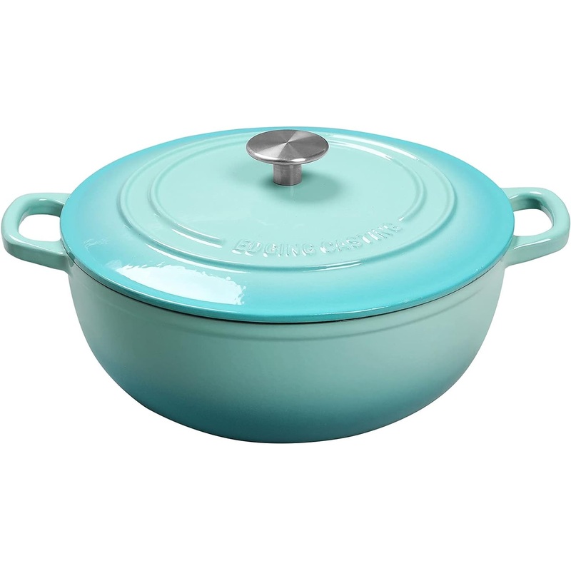 Enameled Cast Iron Dutch Oven with Lid, Bread Oven Dual Handle, Cookware Pot, Suitable For Bread Baking, 3.5 Quart, Peacock Blue | Bigbigmart.com