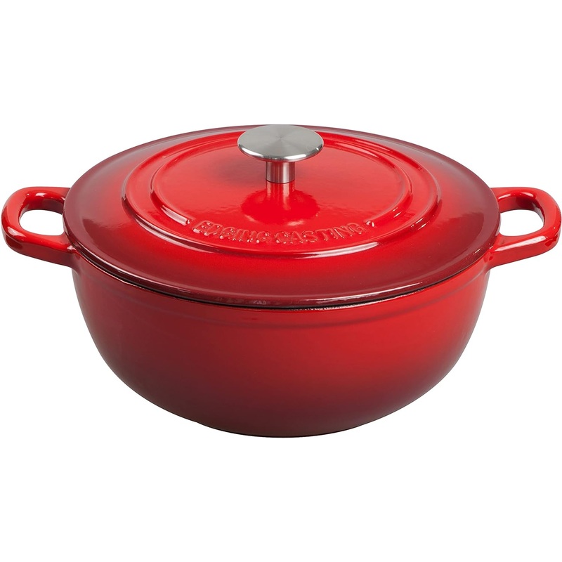 Enameled Cast Iron Dutch Ovens Pot For Bread Baking 3.5 Quarts, Red | Bigbigmart.com