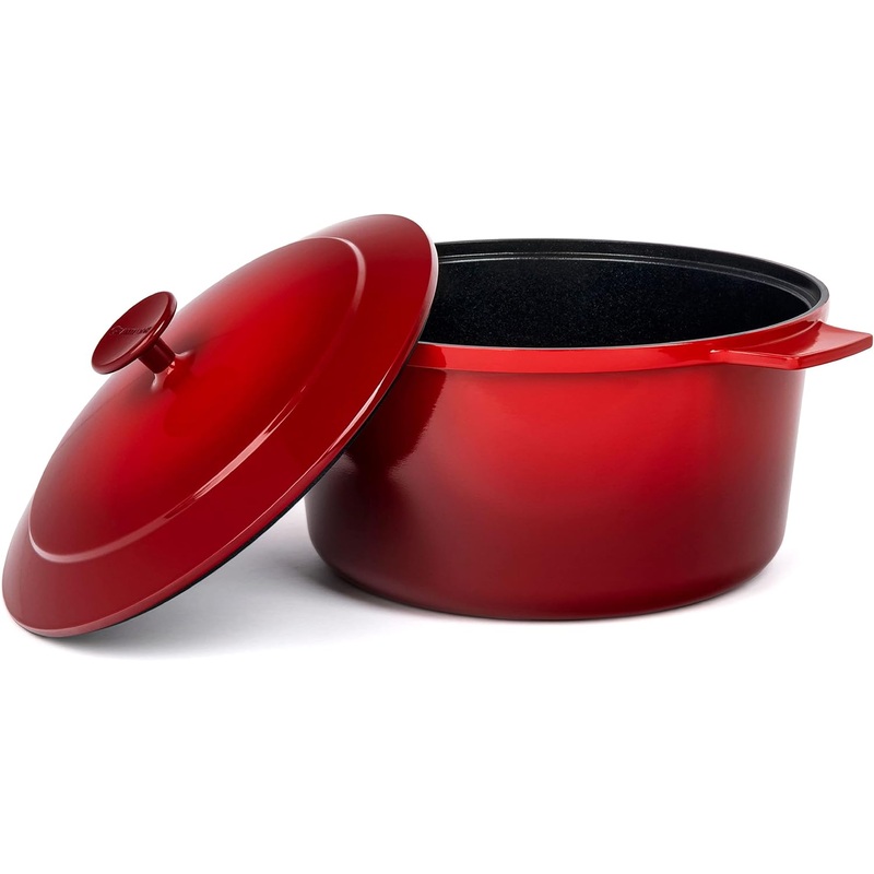 Granitestone Lightweight 6.5 Qt Dutch Oven Pot with Lid, Nonstick Dutch Oven Set, 10 in 1 Enamel Stock Pot/Cooking Pot & Dutch Oven for Sourdough Bread Baking, Dutch Ovens, Oven/Dishwasher Safe – Red | Bigbigmart.com