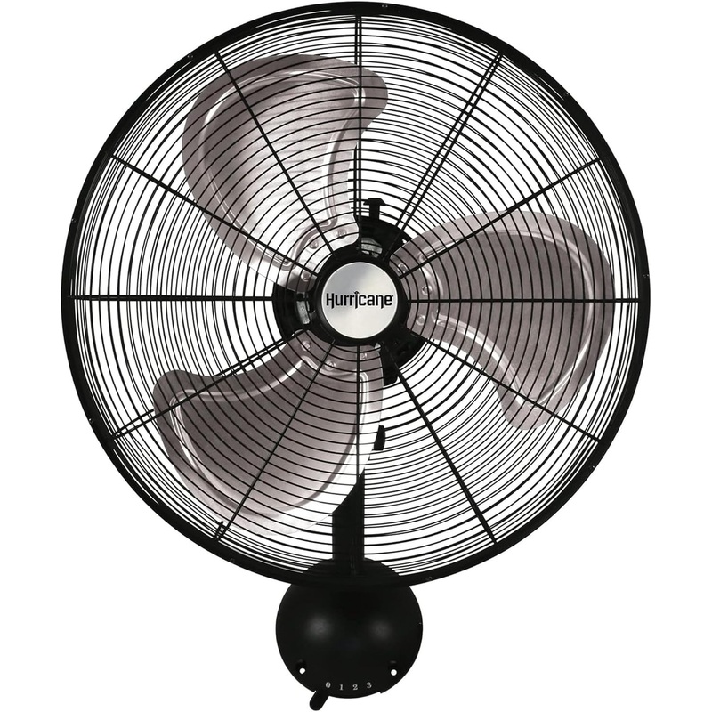Hurricane 20 Inch Pro Series Metal Wall Mount Heavy Duty Hydroponics Fan with Rugged All Metal Construction for Residential and Industrial, Black | Bigbigmart.com