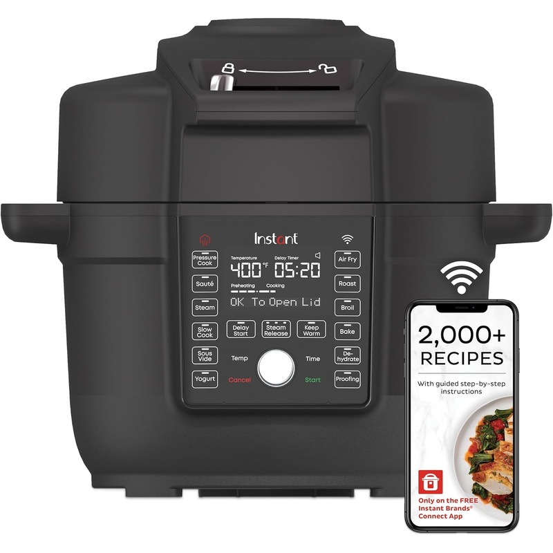 Instant Pot 6.5 Quart Duo Crisp Ultimate Lid with WIFI, 13-in-1 Air Fryer and Pressure Cooker Combo, Saut, Slow Cook, Bake, Steam, Warm, Roast, Dehydrate, Sous Vide, & More, Includes App with Recipes | Bigbigmart.com