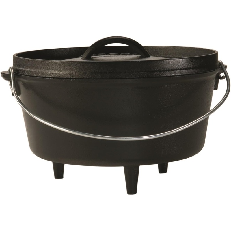 Lodge 5 Quart Pre-Seasoned Cast Iron Camp Dutch Oven with Lid – Dual Handles – Use in the Oven, on the Stove, on the Grill or over the Campfire – Black | Bigbigmart.com