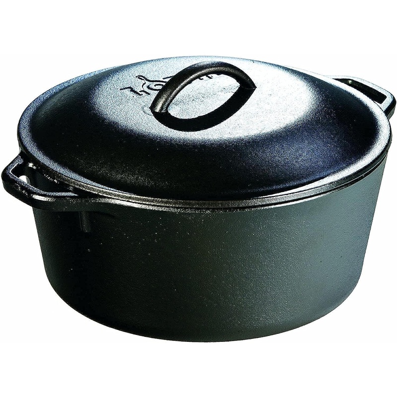 Lodge L8DOLKPLT Cast Iron Dutch Oven with Dual Handles, Pre-Seasoned, 5-Quart,Black | Bigbigmart.com