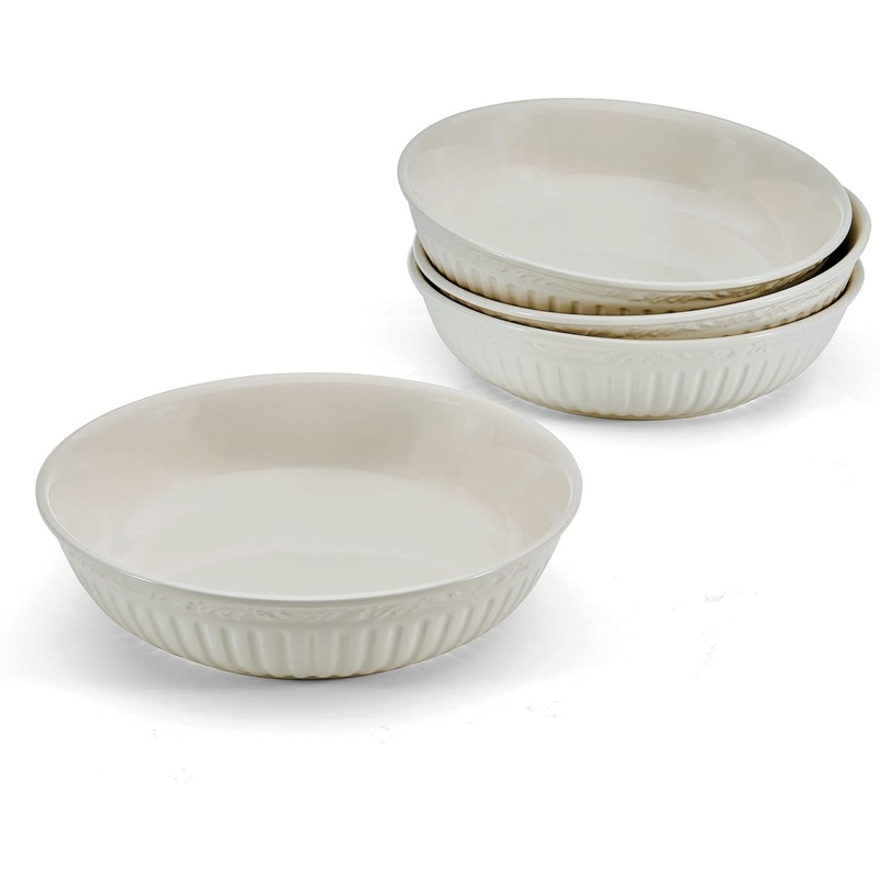 Mikasa Italian Countryside Set of 4 Pasta Bowls, 9.25 Inch, Cream | Bigbigmart.com