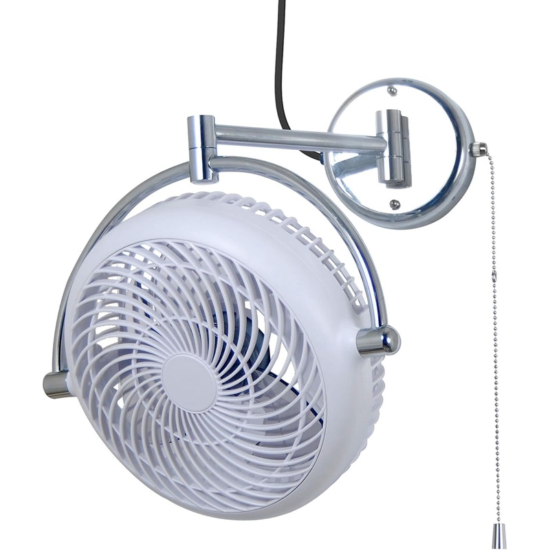 Parrot Uncle Wall Mount Fans Pull in Ceiling Fan with Folding Arm Crod with Plug, 10 Inch, White | Bigbigmart.com