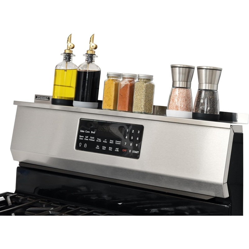 StoveShelf 30 Length Stainless Steel Finish Magnetic Shelf for Kitchen Stove – Kitchen Storage Solution with Zero Installation – Over Stove Spice Rack Organizer | Bigbigmart.com