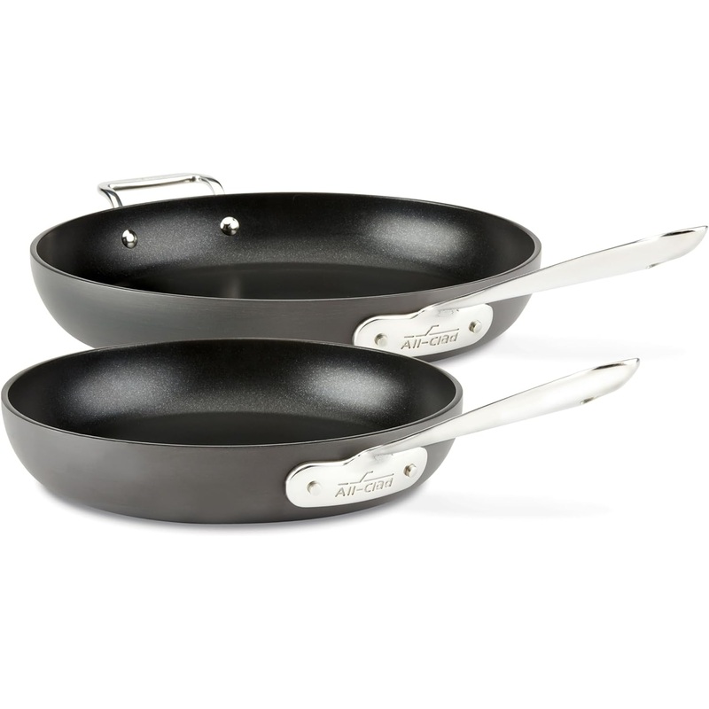 All-Clad HA1 Hard Anodized Nonstick Fry Pan Set 2 Piece, 10, 12 Inch Induction Oven Broiler Safe 500F, Lid Safe 350F Pots and Pans, Cookware Black | Bigbigmart.com