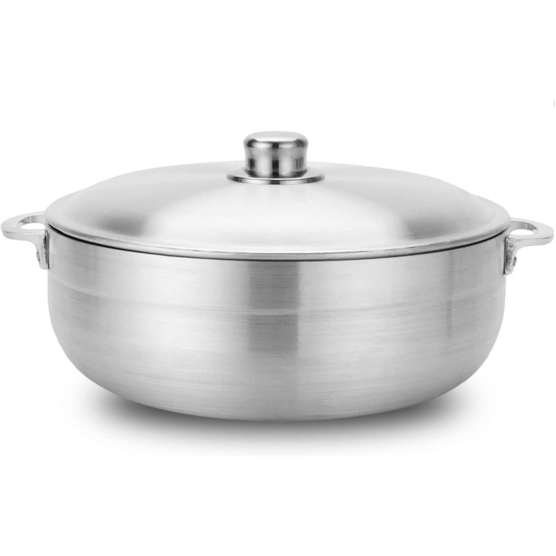 Alpine Cuisine 11-Quart Gourmet Aluminum Caldero Stock Pot, Cooking Dutch Oven Performance for Even Heat Distribution, Perfect for Serving Large & Small Groups, Riveted Handles, Commercial Grade | Bigbigmart.com