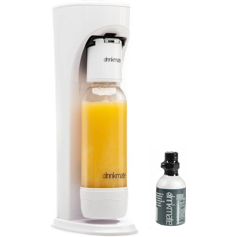 Drinkmate OmniFizz Sparkling Water and Soda Maker, Carbonates Any Drink, with 3oz CO2 Test Cylinder (Classic White) | Bigbigmart.com