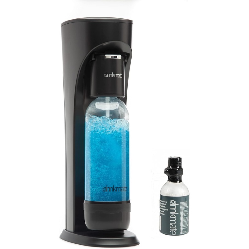 Drinkmate OmniFizz Sparkling Water and Soda Maker, Carbonates Any Drink, with 3oz CO2 Test Cylinder (Matte Black) | Bigbigmart.com